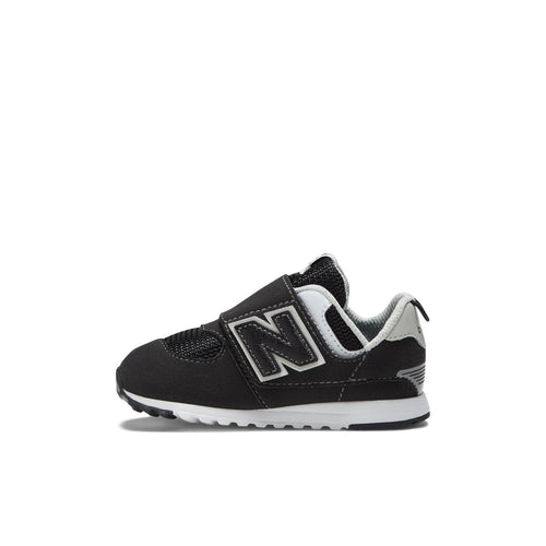Toddler 574 B Hook & Loop in Black with Silver Metallic