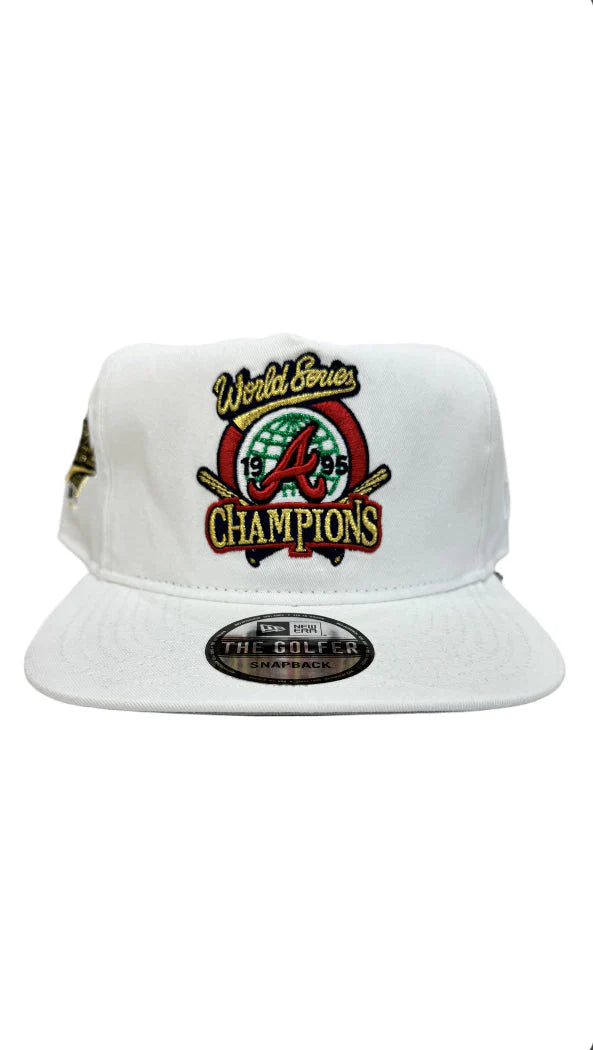 New Era Atlanta Braves 1995 WS Champions Golfer Snapback - White/Gold