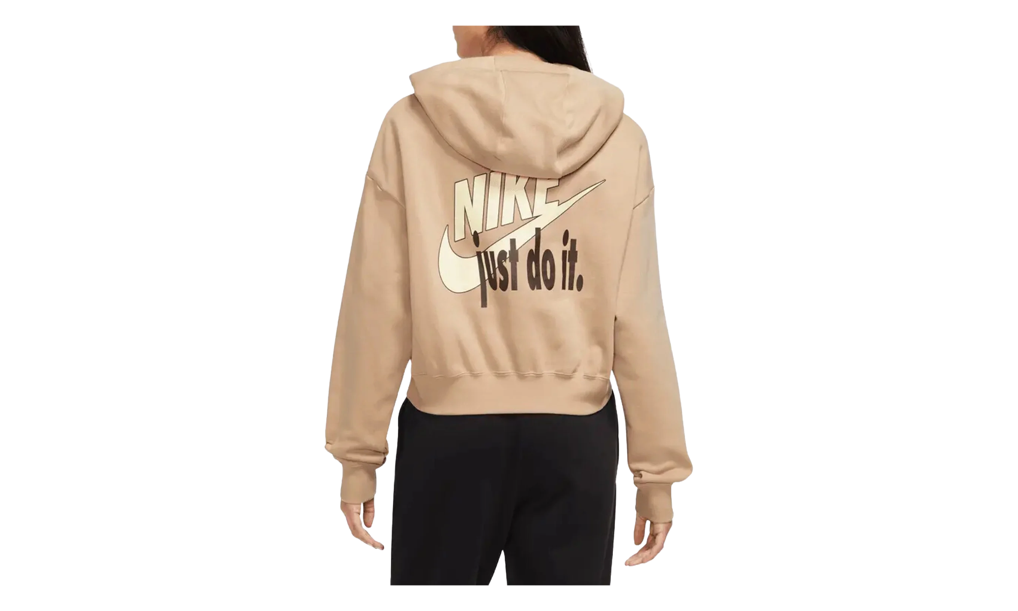 Sportswear Club Fleece Oversized Cropped Pullover Hoodie WMNS"Brown" FB8258 200