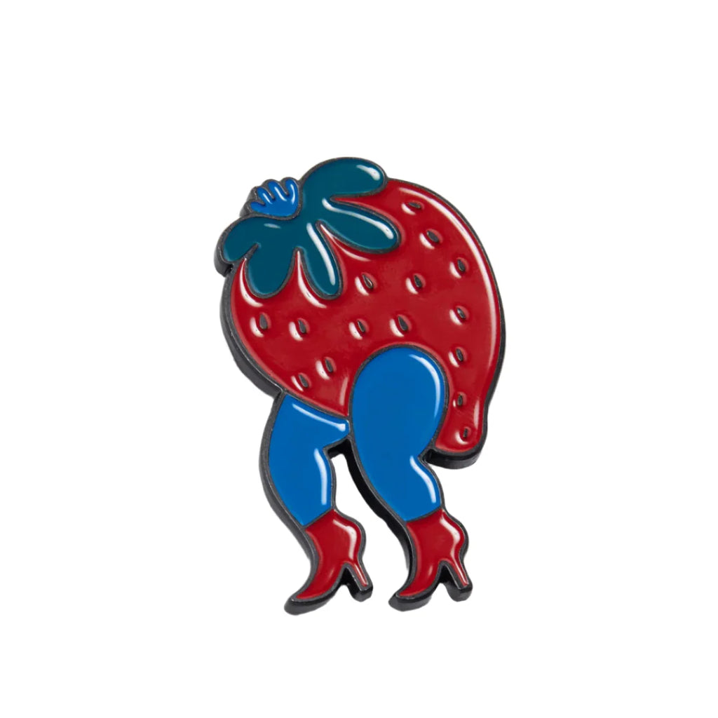 Parra Stupid Strawberry Enamel Pin - Red