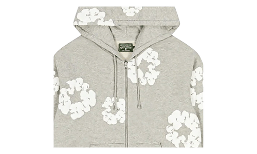 Cotton Wreath Zip Up Hooded Sweatshirt "Grey" DT373