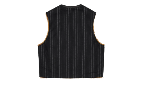 Reversible Pinstripe Shearling Vest "Black" DT456