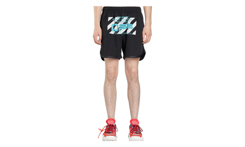 OFF-WHITE Wavy Line Mesh Shorts "Black / Multicolor" OMCI005R201010041001