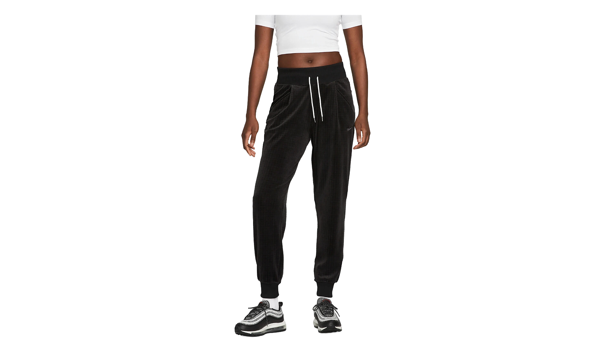Sportswear High-waisted Velour Joggers WMNS"Black/ Anthracite" DV7820 010